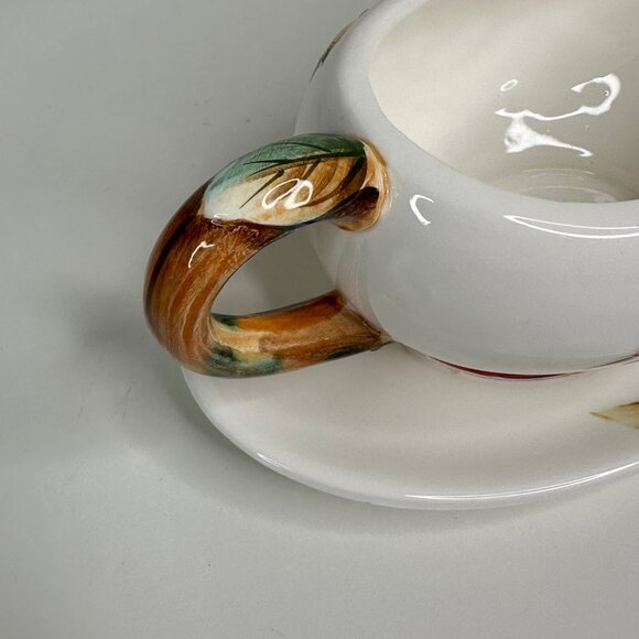 Lefton Americana Rose Pottery Ceramic Gravy Boat With Saucer Rose Floral Design - Picture 6 of 13